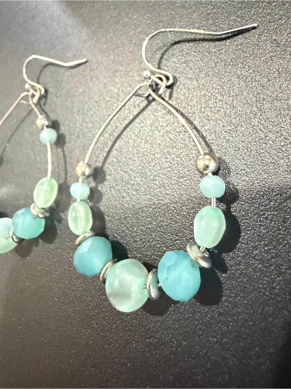 Avon Women’s Summer Aqua Sorbet Beaded Teardrop Hoop Earrings